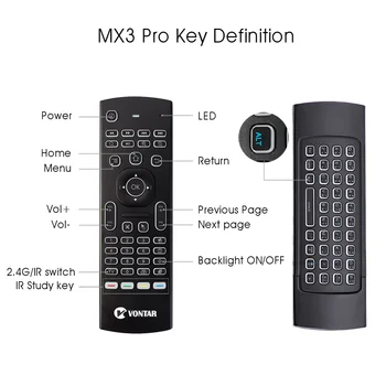 2.4 arka Rus MX3 hava fare Sesi arkadan Aydınlatmalı İngilizce MX3 G Kablosuz Klavye IR Uzaktan Kumanda Android TV Kutusu İçin Öğrenme