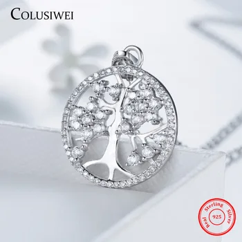 2018 Yeni Moda 925 Katı %100 Gümüş Kadın Düğün Zincir İçin Hayat Güzel Takı Kolye Klasik Ağaç Kolye