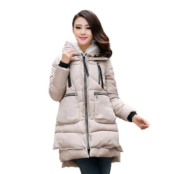 Kış Ceket Kadınlar İnce Kapüşonlu Kaban M Pardesü Uzun Sıcak Kış Ceket 1 ADET Kadın Parka 2018 Yeni Kalın Ceket-5XL A008-1