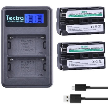 FD81 TRV210 MVC Sony NP için Tectra 2 adet NP-F550 NP F550 Yedek Pil + LCD USB Çift Şarj Cihazı-F570 CCD-SC55 CCD-TRV81 DVI - -