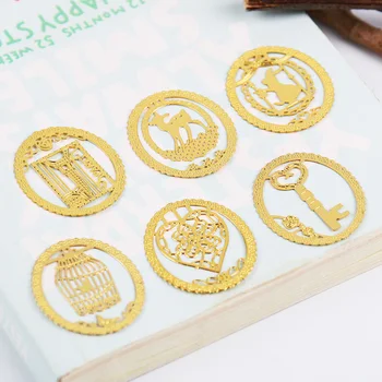 Kitap Kağıdı Yaratıcı Ürün için 10 ADET Sevimli Altın Metal İmi Moda kuş Kafesi Taç Kedi Klipleri Kırtasiye