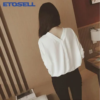 ETOSELL 2018 Kadın Bluz Tam Marka Kol Şifon Gömlek Artı Boyutu Nedensel Kadın Kıyafetleri Şık Zarif Bayan Bluz üstleri Üstleri