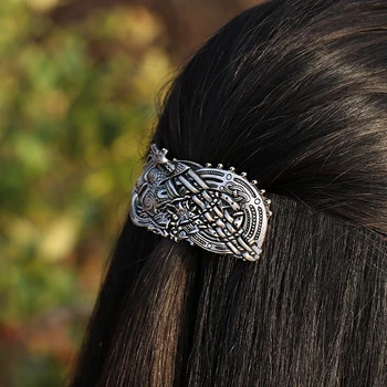 Kadınlar için antika Gümüş Kuzey Vikingler Ejderha Fransız Tokası Retro Vintage Viking Saç tokası Saç Takı Hediye