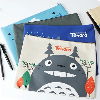 Ofis Klasör 1 ADET Klasik Japon Animasyon Oxford A4 Büyük Kapasiteli Karikatür Totoro Kedi Serisi Tuval Dosya Poşet Dosya Malzemeleri