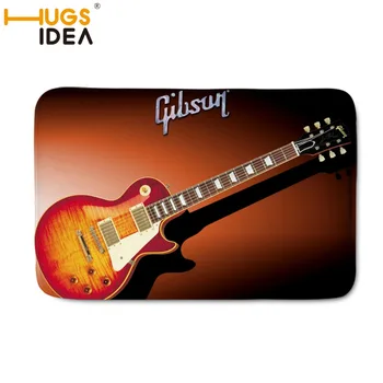 Ev Oturma Odası için HUGSİDEA 40*60cm Gibson Les Paul Gitar Paspas Kaymaz Kauçuk Siyah Halı Yatak Odası Başucu Paspaslar