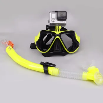 Profesyonel dalış maske ve şnorkel temperlenmiş objektif fotoğraf ve video kamera dalış maskesi kuru üst şnorkel dişli sıcak su sporları dişli seti