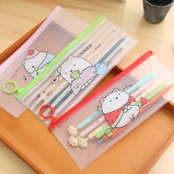 Çocuklar hediye Sevimli şeffaf PVC okul kalem çantası kılıfı kırtasiye Ofis Malzemeleri için karikatür Molang Kalem maddeleridir