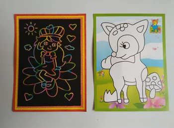 Happyxuan 12.5/sürü*Anaokulu Çocuk için 17,5 cm Sihirli Çizim Kağıt Oyuncaklar Kazıma-İki Tane Boyama Resimleri Boyama 10 adet
