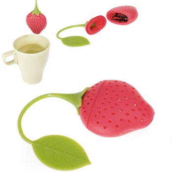 Çaydanlık, çay fincanı Kullanım için COFA ÜST Çilek Tasarım Silikon Çay Demlik Süzgeci - Kırmızı ve Yeşil / Uygun ve Daha fazla