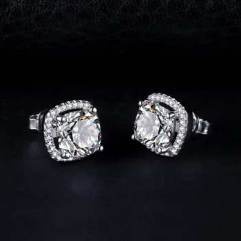 JewelryPalace Yastık 4D Halo Stud Kadınlar için Güzel Takı Küpe 925 Gümüş Takı Düğün Küpe