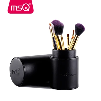 MSQ 8pcs Pro Makyaj Fırça Yumuşak Sentetik Saç Toz Vakfı göz Farı PU Deri Silindir Fırça Seti makyaj Seti