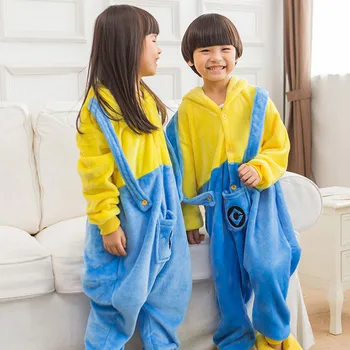 Çocuklar Cosplay Kostüm Çocuklar Kızlar İçin Anime Sevimli Pazen Pijama Sarı Sıcak Kapşonlu Pijama Partisi Rolü Süslü Kıyafetler