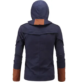 Erkekler Yamalı Yeni Moda Erkek Cosplay Ceket dış Giyim Oyun Elbise Ceket Fermuar Ceket Anorak 5xl Eskitmek Ceket Kapüşonlu