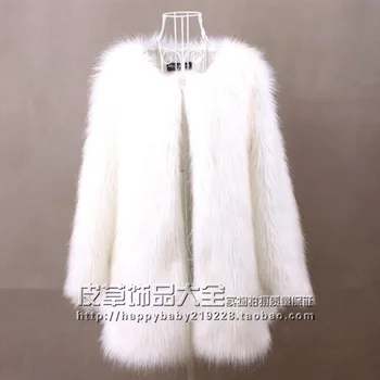 Siyah/Beyaz Kadın İmittion Kürk Rahat Kış Sonbahar Boyun Ceket Erkek Yuvarlak Yapılmış Kürk Mantolar Kadın Eğlence Giyim C22 Palto-