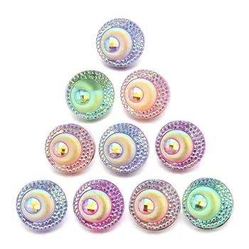 10 adet/çok Karışık Stil Ek Mücevher Renkli Kristal 18mm Reçine ek düğmeler Snap Bilezik bilezik fit Yuvarlak
