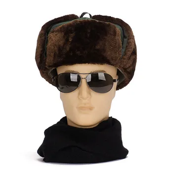 Rus için BİNGYUANHAOXUAN Taklit Kürk Şapka Erkek Kürk Tavşan Lei Feng Kap Kalınlaşma Şapka Kap Kış Sıcak Cap Erkek
