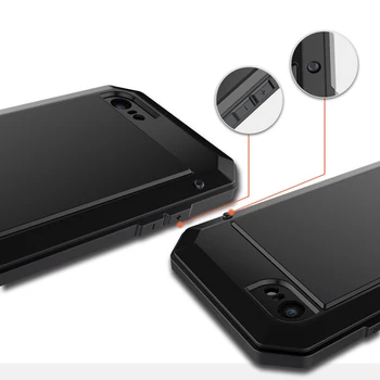 İPhone 8 X 7 6 6 Plus 5 5S İçin lüks Şok Dropproof Darbeye dayanıklı Zırh Metal Alüminyum Silikon Koruyucu Kılıf SE Kapak
