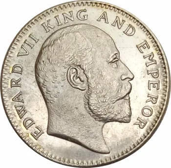 İngiliz Hindistan Rupisi 1/2 Edward VII 1907 Yarım Rupisi Pirinç Gümüş Sikke Kopya Kaplama