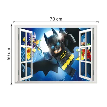 Lego Batman Pencere Duvar Çıkartmaları Çocuk Odası Dekorasyon 3d Çizgi Film Mural Sanat Diy Ev Çıkartmaları Poster Çocuklar Hediye