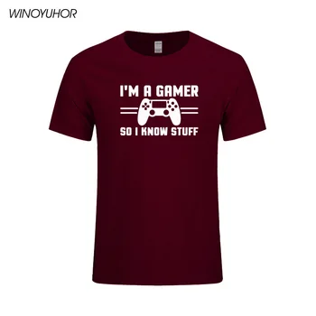 T Basılı Şeyler Biliyorum Bir Oyun ve ben bu Yüzden-shirt Erkek 2017 Yeni Yaz Rahat Kısa Kollu T Shirt Komik O Boyun Tees Homme Üstleri
