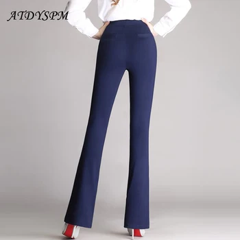 Yeni Kadın Vintage Flare Pantolon Artı Boyutu S-4XL Yüksek Bel Ofis Bayan Streç Pantolon takım Elbise Kadın Şık Rahat Pantolon Pantolon