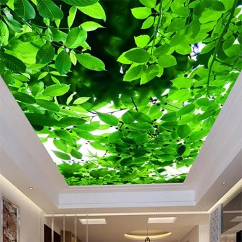 Özel Tavan Duvar Kağıdı 3D Stereo Yeşil Doğal Manzara Fotoğraf Duvar Kağıtları Oturma Odası Pasoyu De Parede 3D Sala Roll Yaprakları