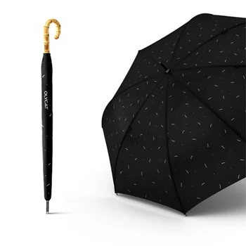 Sıcak Satış Marka Büyük uzun Şemsiye Erkek Retro Bambu Rattan Kaliteli Yağmur Şemsiyesi Güçlü Anti-UV Şemsiye Rüzgar geçirmez Kolu Kavisli
