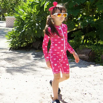 Yeni bir Pembe Mayo Uzun Çocuk Mavi Mayo için Kız Çocuğu için Bir Parça Takım Elbise Yüzme Marka Plaj Giyim Kollu