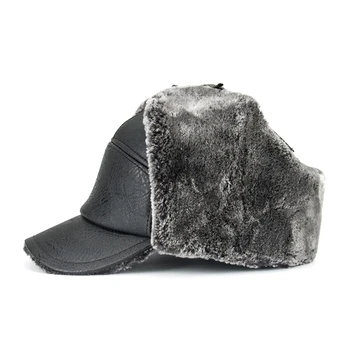 Joymay Ücretsiz Kürk Astar Kulaklık W218 ile 2016 Yeni Arrinal Kış Moda Eğlence Adam PU Bombacı Şapka Düz Kap Kargo