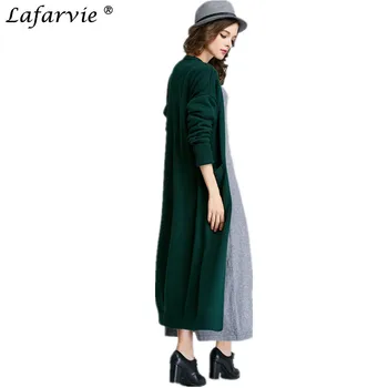 Lafarvie 2017 Yeni Sıcak Satış Kaşmir Hırka Örgü Kazak Sonbahar Kadın Moda V-Boyun Gömlek Kadın Korean Sürümü İnce Kürk Uzun