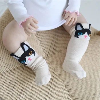 Yenidoğan Bebek, Çocuk, Kız bebek diz yüksek çorap karikatür köpek baskı uzun 0 5y çocuk giyim çorap aksesuarları