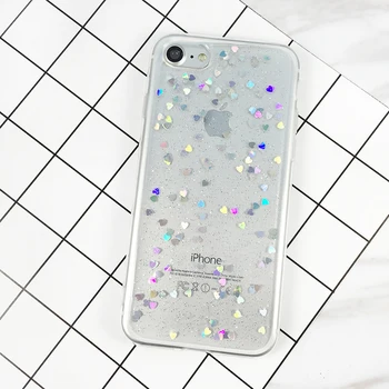 İPhone 7 Dava için lüks Bling Glitter Vücut Kılıf iPhone 7 6 6 Plus Telefon Kapak Aşk Kalp Yumuşak Silikon Telefon Durumlarda