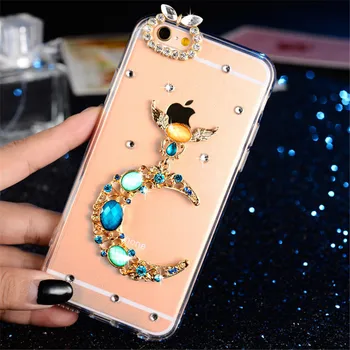 LaMaDiaa 3D Bling Kristal Elmas Ilmek Peacock X iPhone 5s için Güzel Kız Telefonu Durumlarda Kapak 5C 6 artı 7 artı 8 SE Gül