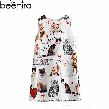 Prenses Marka Çocuk Giyim Yüksek Kaliteli Yelek Baskı Kitty için BEENİRA Yaz Grils Karikatür Elbise Parti Elbise