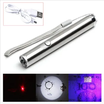 Paslanmaz çelik su Geçirmez USB şarj edilebilir Güçlü Şarj edilebilir Cree Meşale Anahtarlık Kalem açık araçları el Feneri LED el Feneri