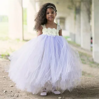 Düğün balo kıyafetleri Kız Bebek Yarışması Doğum günü Partisi Süslü Tül Tutu Elbise Çocuk Prenses Elbise çiçek Kız Elbise