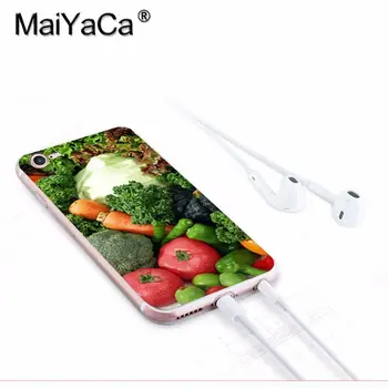 İPhone 6 6 Plus X 10 5 5S için MaiYaCa Lezzetli yiyecekler brokoli ve patlıcan Lüks TPU Kauçuk Telefon kılıfı 5C 4 4S SE
