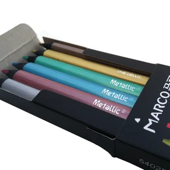 Marco Raffine Jumbo Renkli Kalem Seti lapis de cor profesyonel Siyah Ahşap Metalik/Neon 12 Renkli Kalemler Kırtasiye 6pcs