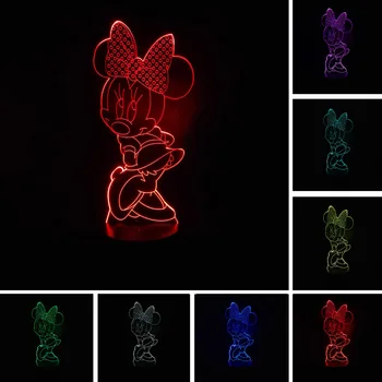 3D Karikatür Kız Fare Fare Değişen yeni Parlayan 7 Renkli Gece Işığı USB Noel Dekor Masa Lambası Ruh Bebek Oyuncakları Hediye LED