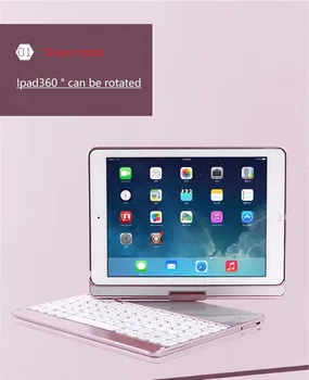 İPad 2017 Aır1 Hava için 7 Ortak 2 Tablet Apple Tablet standı ve Bluetooth Klavye 9.7 Pro-İnç Renkli Işık 360 Döndürme