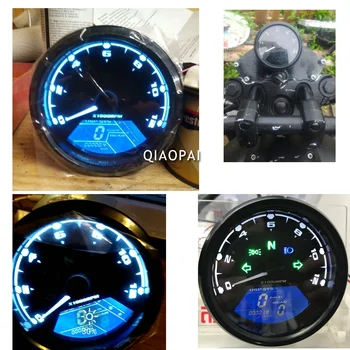 1-4 Silindirler için evrensel Motosiklet Dijital Hız göstergesi kilometre Sayacı LCD Ekran Takometre Yağ Basıncı Ölçer 12 V Arka MOTO