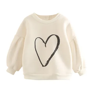 Kız Bebek T Shirt Kış Aşk Kalp Şekli Ceket Çocuk Giyim Artı Kadife Kalınlaşma Sıcak Elbise Çocuklar Kız Elbise Kapşonlu