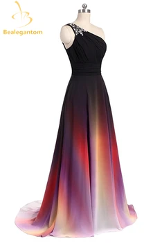 Bealegantom Moda Bir Omuz Mesafede Balo Şifon Artı Boyutu Akşam Parti Elbiseleri Vestido Longo QA1077 İle 2017 Elbiseler