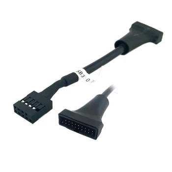 PC Bilgisayar için Anakart Etmakit 1 ADET Siyah 9 USB 2.0 Pin Housing Erkek USB 3.0 20 pin Dişi Adaptör Kablosu