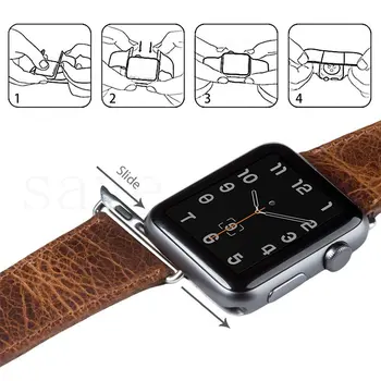 Apple 1 2 3 38 mm 520 İzle kordonlu saat Hakiki Deri Bantlar için bant Kayış 2018 iwatch için İş Vintage Bilezik Kayış Mens