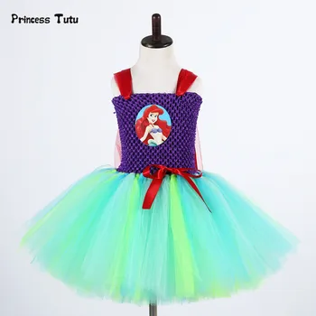 Mermai Ariel Prenses Elbise Kızlar Tül Tutu Elbise Çocuklar Kız Cadılar Bayramı Partisi Noel Kostüm Çocuk Giyim Elbise Cosplay