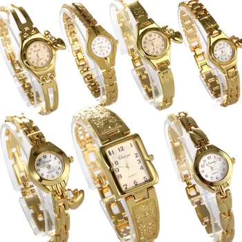 Kadınlar Saatler Yuvarlak Kadran Sıcak Satış Altın Plaka İzle Paslanmaz Çelik Kuvars Saat Kadın Bilek zarif relojes mujer sıcak saatler