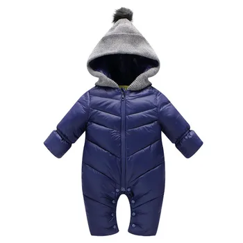 Çocuklar yeni Doğan Bebek İçin kışlık Tulum Tulum Kapşonlu Kalınlaştırmak Sıcak Yastıklı Bebek Tulumu Bebek Kırmızı Rüzgar geçirmez Giysiler CL1003