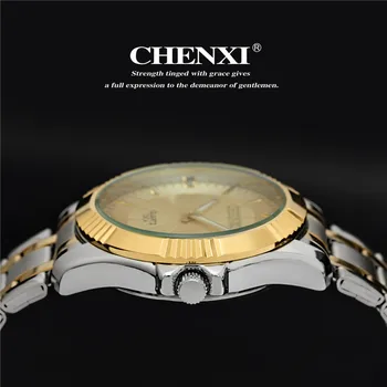 Yeni CHENXİ 050A Kuvars Moda Casual Saatler Lüks Marka Tasarım İş Tam Altın Çelik İzle Erkekler Kuvars Erkek Kol saati