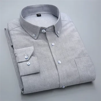 2016 Yeni Tasarım İş Resmi Elbise Gömlek Bahar Erkek Moda Saf Renk Uzun Kollu Pamuk Gömlek Büyük Sosyal Boyutu 4XL M011